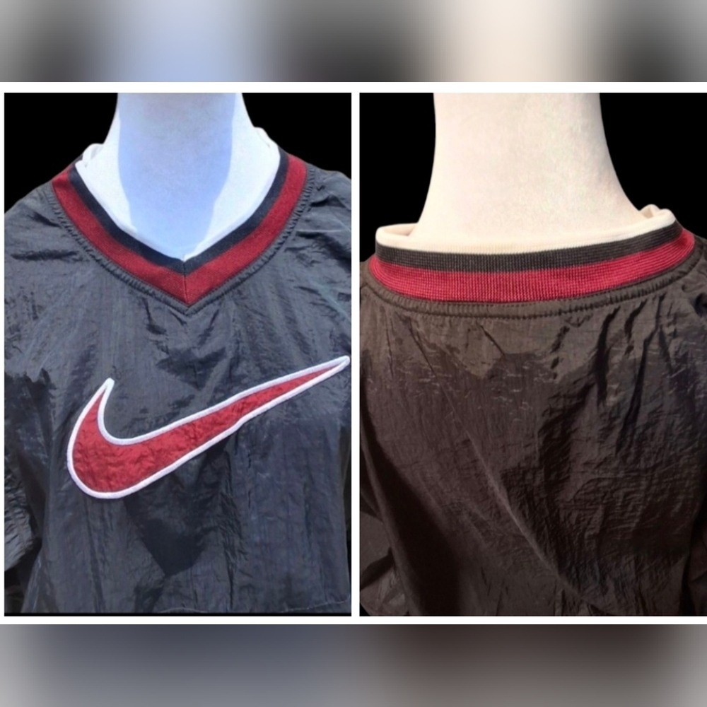 Vintage Nike Black Nylon Long Sleeve Pullover Windbreaker Top   Unisex Size XL - Picture 8 of 16